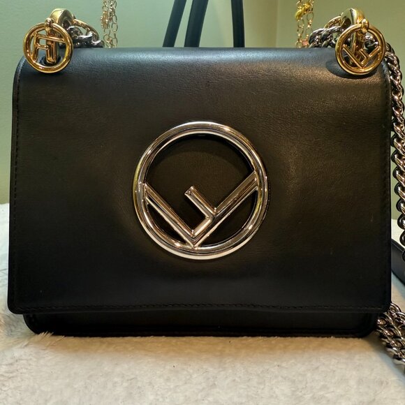 Fendi F Logo Kan I Leather Two Way Bag - Picture 2 of 12